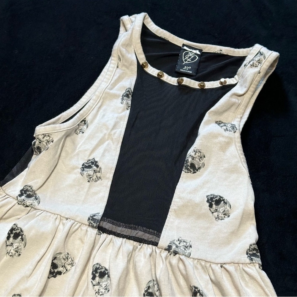 Iron Fist Sleeveless Skull Print Dress, XS